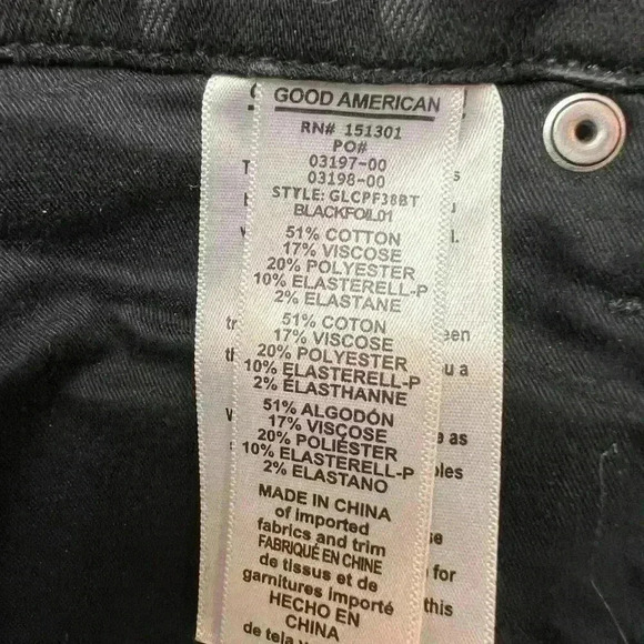 GOOD American Good Legs Crop Black Foil Leopard High Waist Animal Print Size 16 - Picture 8 of 8